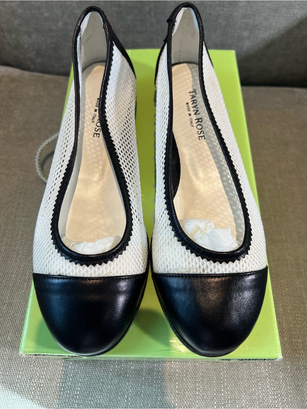Taryn Rose Women’s Two-Tone Black and White Ballet Flats